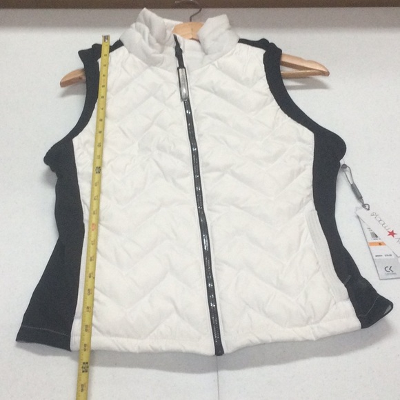 NWT CALVIN KLEIN Small Black/Cream Down Vest - Picture 11 of 16